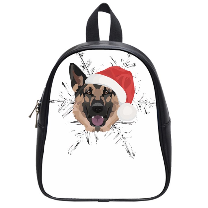 German Shepherd T- Shirt German Shepherd Merry Christmas T- Shirt (3) School Bag (Small)