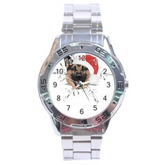 German Shepherd T- Shirt German Shepherd Merry Christmas T- Shirt (3) Stainless Steel Analogue Watch by ZUXUMI