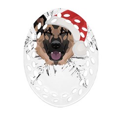 German Shepherd T- Shirt German Shepherd Merry Christmas T- Shirt (3) Ornament (oval Filigree) by ZUXUMI