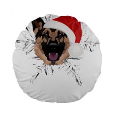 German Shepherd T- Shirt German Shepherd Merry Christmas T- Shirt (3) Standard 15  Premium Round Cushions by ZUXUMI