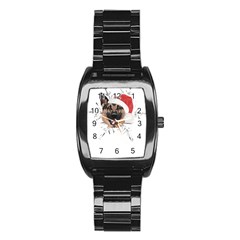 German Shepherd T- Shirt German Shepherd Merry Christmas T- Shirt (3) Stainless Steel Barrel Watch