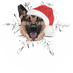 German Shepherd T- Shirt German Shepherd Merry Christmas T- Shirt (3) Wooden Puzzle Round by ZUXUMI