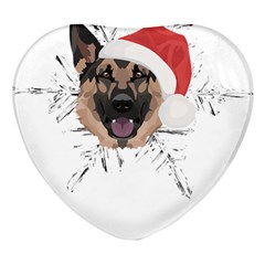 German Shepherd T- Shirt German Shepherd Merry Christmas T- Shirt (3) Heart Glass Fridge Magnet (4 Pack) by ZUXUMI