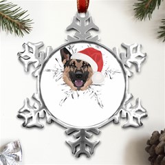 German Shepherd T- Shirt German Shepherd Merry Christmas T- Shirt (3) Metal Small Snowflake Ornament by ZUXUMI