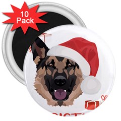 German Shepherd T- Shirt German Shepherd Merry Christmas T- Shirt (4) 3  Magnets (10 Pack)  by ZUXUMI