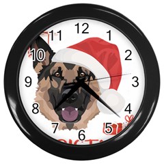 German Shepherd T- Shirt German Shepherd Merry Christmas T- Shirt (4) Wall Clock (black) by ZUXUMI