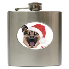 German Shepherd T- Shirt German Shepherd Merry Christmas T- Shirt (4) Hip Flask (6 Oz) by ZUXUMI