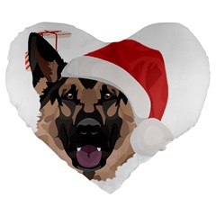 German Shepherd T- Shirt German Shepherd Merry Christmas T- Shirt (4) Large 19  Premium Heart Shape Cushions by ZUXUMI