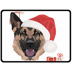 German Shepherd T- Shirt German Shepherd Merry Christmas T- Shirt (4) Two Sides Fleece Blanket (large) by ZUXUMI