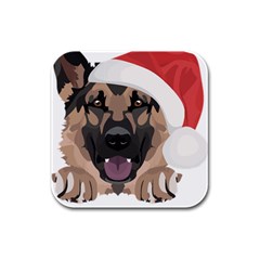 German Shepherd T- Shirt German Shepherd Merry Christmas T- Shirt (6) Rubber Square Coaster (4 Pack) by ZUXUMI