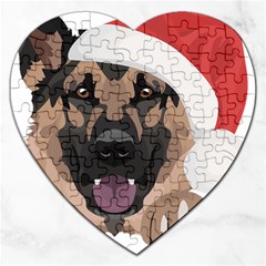 German Shepherd T- Shirt German Shepherd Merry Christmas T- Shirt (6) Jigsaw Puzzle (heart) by ZUXUMI