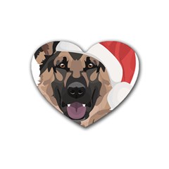 German Shepherd T- Shirt German Shepherd Merry Christmas T- Shirt (6) Rubber Heart Coaster (4 Pack) by ZUXUMI