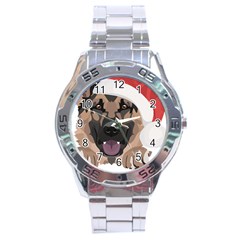 German Shepherd T- Shirt German Shepherd Merry Christmas T- Shirt (6) Stainless Steel Analogue Watch by ZUXUMI