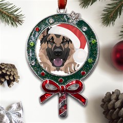 German Shepherd T- Shirt German Shepherd Merry Christmas T- Shirt (6) Metal X mas Lollipop With Crystal Ornament by ZUXUMI