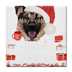 German Shepherd T- Shirt German Shepherd Merry Christmas T- Shirt Tile Coaster by ZUXUMI