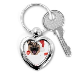 German Shepherd T- Shirt German Shepherd Merry Christmas T- Shirt Key Chain (heart) by ZUXUMI