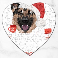 German Shepherd T- Shirt German Shepherd Merry Christmas T- Shirt Jigsaw Puzzle (heart) by ZUXUMI