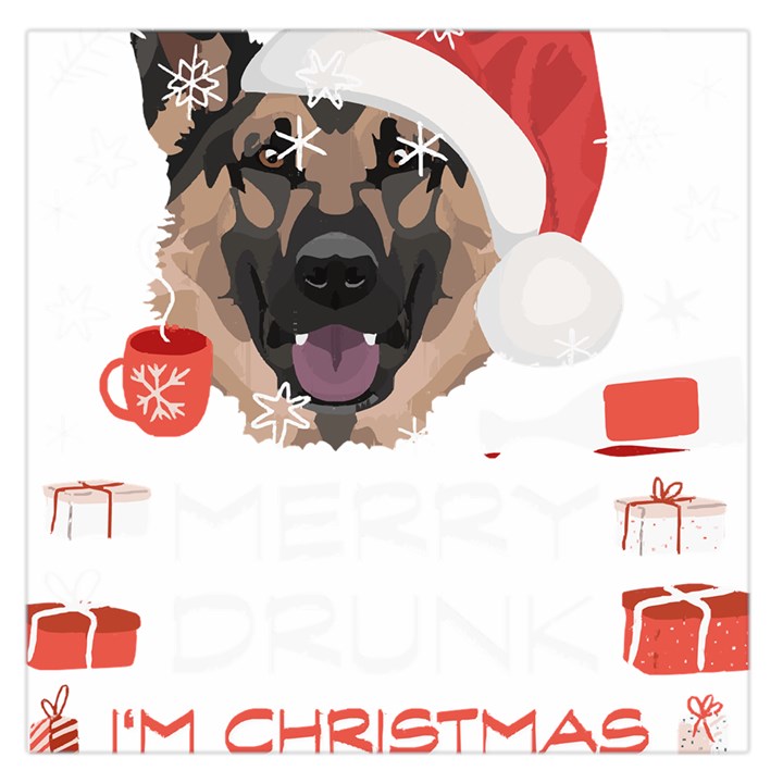 German Shepherd T- Shirt German Shepherd Merry Christmas T- Shirt Square Satin Scarf (36  x 36 )