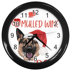 German Shepherd T- Shirt German Shepherd Mulled Wine Christmas T- Shirt Wall Clock (black) by ZUXUMI