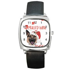 German Shepherd T- Shirt German Shepherd Mulled Wine Christmas T- Shirt Square Metal Watch by ZUXUMI