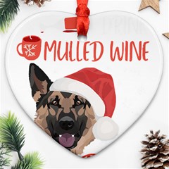 German Shepherd T- Shirt German Shepherd Mulled Wine Christmas T- Shirt Heart Ornament (two Sides) by ZUXUMI