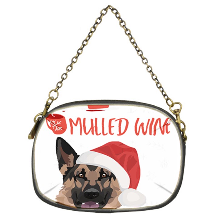 German Shepherd T- Shirt German Shepherd Mulled Wine Christmas T- Shirt Chain Purse (Two Sides)