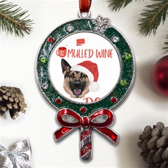 German Shepherd T- Shirt German Shepherd Mulled Wine Christmas T- Shirt Metal X mas Lollipop With Crystal Ornament by ZUXUMI