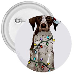 German Shorthaired Pointer Dog T- Shirt German Shorthaired Pointer Santa Christmas Tree Lights Xmas 3  Buttons by ZUXUMI