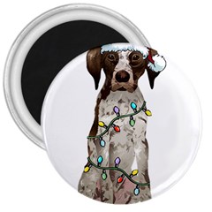 German Shorthaired Pointer Dog T- Shirt German Shorthaired Pointer Santa Christmas Tree Lights Xmas 3  Magnets by ZUXUMI