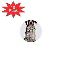 German Shorthaired Pointer Dog T- Shirt German Shorthaired Pointer Santa Christmas Tree Lights Xmas 1  Mini Buttons (10 Pack)  by ZUXUMI