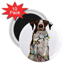 German Shorthaired Pointer Dog T- Shirt German Shorthaired Pointer Santa Christmas Tree Lights Xmas 2 25  Magnets (10 Pack)  by ZUXUMI