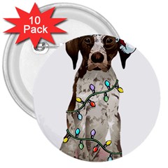 German Shorthaired Pointer Dog T- Shirt German Shorthaired Pointer Santa Christmas Tree Lights Xmas 3  Buttons (10 Pack)  by ZUXUMI