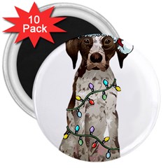 German Shorthaired Pointer Dog T- Shirt German Shorthaired Pointer Santa Christmas Tree Lights Xmas 3  Magnets (10 Pack)  by ZUXUMI