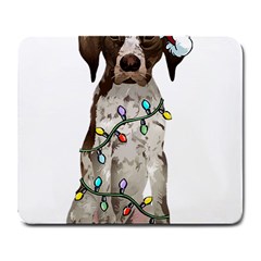 German Shorthaired Pointer Dog T- Shirt German Shorthaired Pointer Santa Christmas Tree Lights Xmas Large Mousepad by ZUXUMI