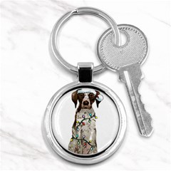 German Shorthaired Pointer Dog T- Shirt German Shorthaired Pointer Santa Christmas Tree Lights Xmas Key Chain (round) by ZUXUMI