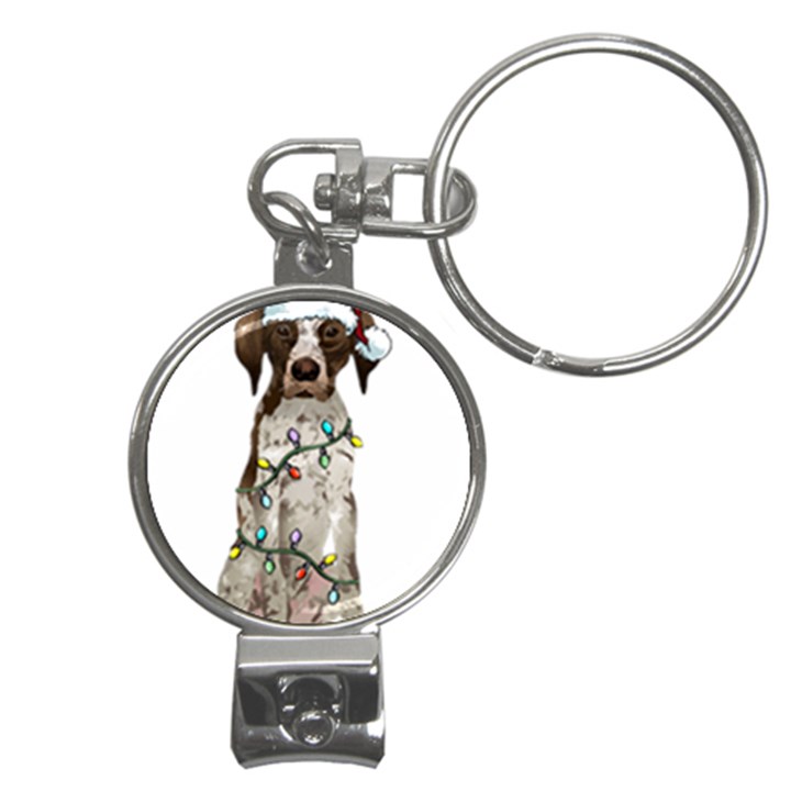 German Shorthaired Pointer Dog T- Shirt German Shorthaired Pointer Santa Christmas Tree Lights Xmas Nail Clippers Key Chain