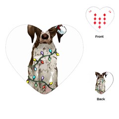 German Shorthaired Pointer Dog T- Shirt German Shorthaired Pointer Santa Christmas Tree Lights Xmas Playing Cards Single Design (heart) by ZUXUMI