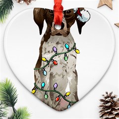 German Shorthaired Pointer Dog T- Shirt German Shorthaired Pointer Santa Christmas Tree Lights Xmas Heart Ornament (two Sides) by ZUXUMI