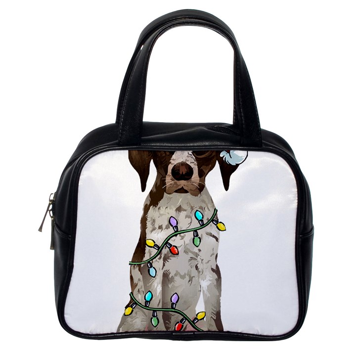 German Shorthaired Pointer Dog T- Shirt German Shorthaired Pointer Santa Christmas Tree Lights Xmas Classic Handbag (One Side)