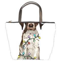 German Shorthaired Pointer Dog T- Shirt German Shorthaired Pointer Santa Christmas Tree Lights Xmas Bucket Bag by ZUXUMI