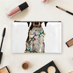 German Shorthaired Pointer Dog T- Shirt German Shorthaired Pointer Santa Christmas Tree Lights Xmas Cosmetic Bag (medium) by ZUXUMI