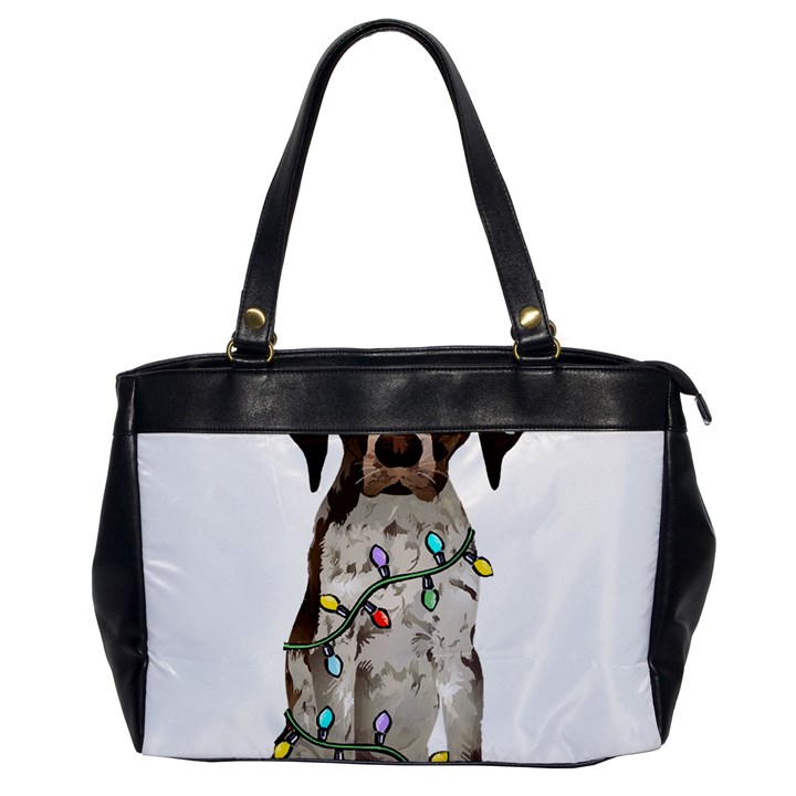 German Shorthaired Pointer Dog T- Shirt German Shorthaired Pointer Santa Christmas Tree Lights Xmas Oversize Office Handbag