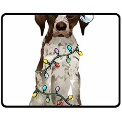 German Shorthaired Pointer Dog T- Shirt German Shorthaired Pointer Santa Christmas Tree Lights Xmas Fleece Blanket (medium) by ZUXUMI