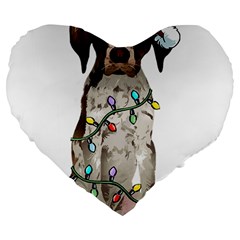 German Shorthaired Pointer Dog T- Shirt German Shorthaired Pointer Santa Christmas Tree Lights Xmas Large 19  Premium Flano Heart Shape Cushions by ZUXUMI