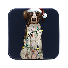 German Shorthaired Pointer Dog T- Shirt German Shorthaired Pointer Santa Christmas Tree Lights Xmas Square Metal Box (black) by ZUXUMI