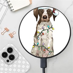 German Shorthaired Pointer Dog T- Shirt German Shorthaired Pointer Santa Christmas Tree Lights Xmas Wireless Fast Charger(black) by ZUXUMI