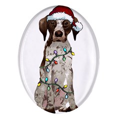 German Shorthaired Pointer Dog T- Shirt German Shorthaired Pointer Santa Christmas Tree Lights Xmas Oval Glass Fridge Magnet (4 Pack) by ZUXUMI