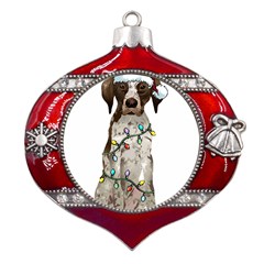 German Shorthaired Pointer Dog T- Shirt German Shorthaired Pointer Santa Christmas Tree Lights Xmas Metal Snowflake And Bell Red Ornament by ZUXUMI