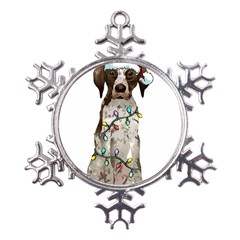 German Shorthaired Pointer Dog T- Shirt German Shorthaired Pointer Santa Christmas Tree Lights Xmas Metal Large Snowflake Ornament by ZUXUMI