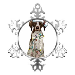 German Shorthaired Pointer Dog T- Shirt German Shorthaired Pointer Santa Christmas Tree Lights Xmas Metal Small Snowflake Ornament by ZUXUMI